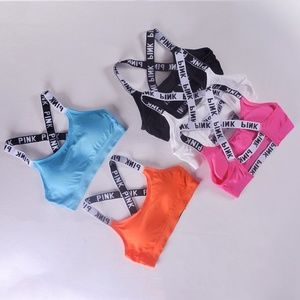 Love Pink Letter Print Sports Bras Runn